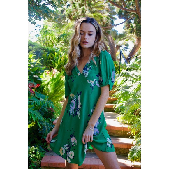 Free People Green Neon Garden Mini Dress - Picture 2 of 5